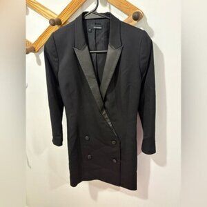 The Kooples Leather Trimmed Tuxedo Dress